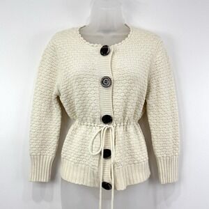 The Limited Cardigan Womens M Cream VTG Y2K Wool Blend‎ Knit Cottagecore Pilgrim